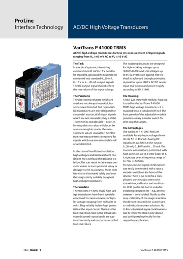 高電圧トランスデューサ（二乗平均平方根） <VariTrans P41000 TRMS>