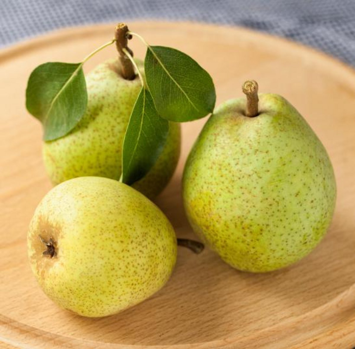 Three pears on plate