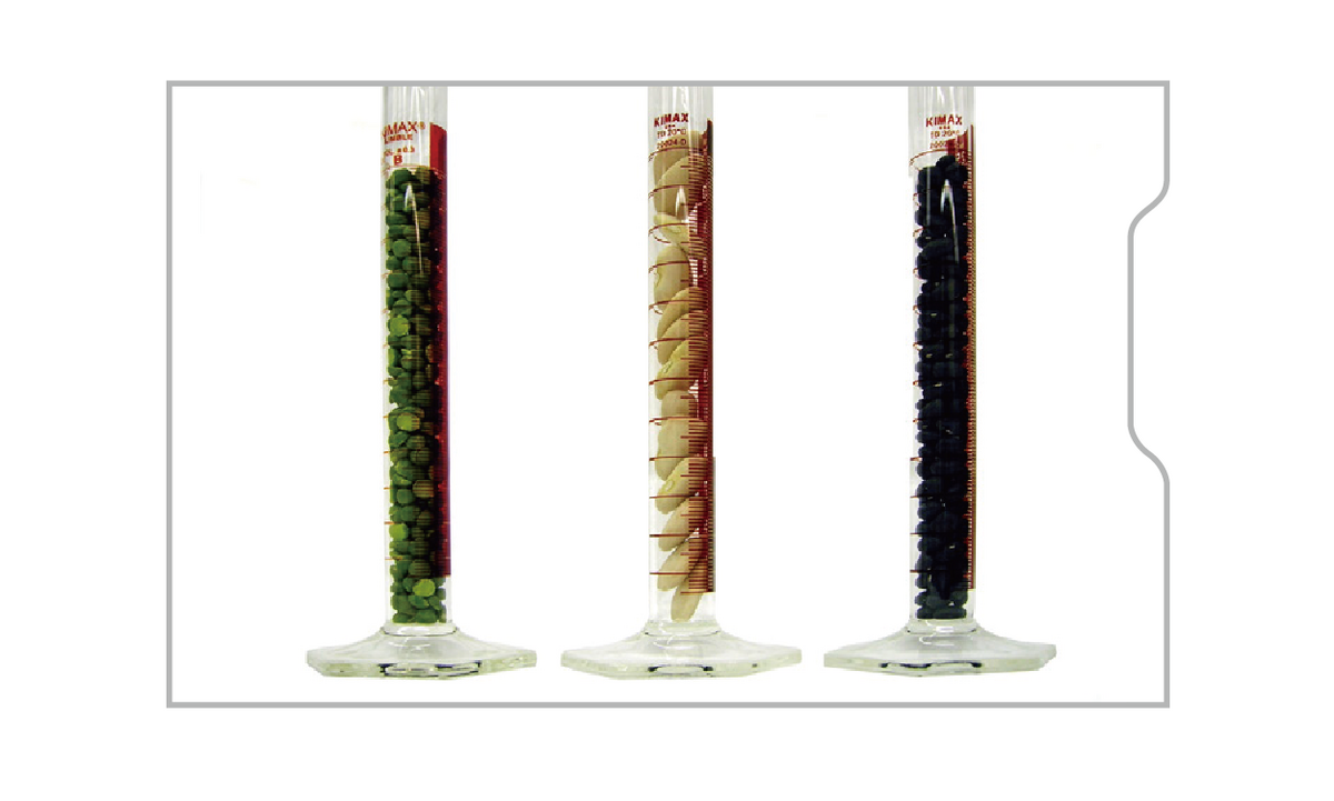 メスシリンダーでの均等な体積