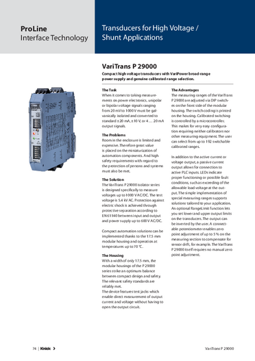 高電圧トランスデューサ <VariTrans P29000>