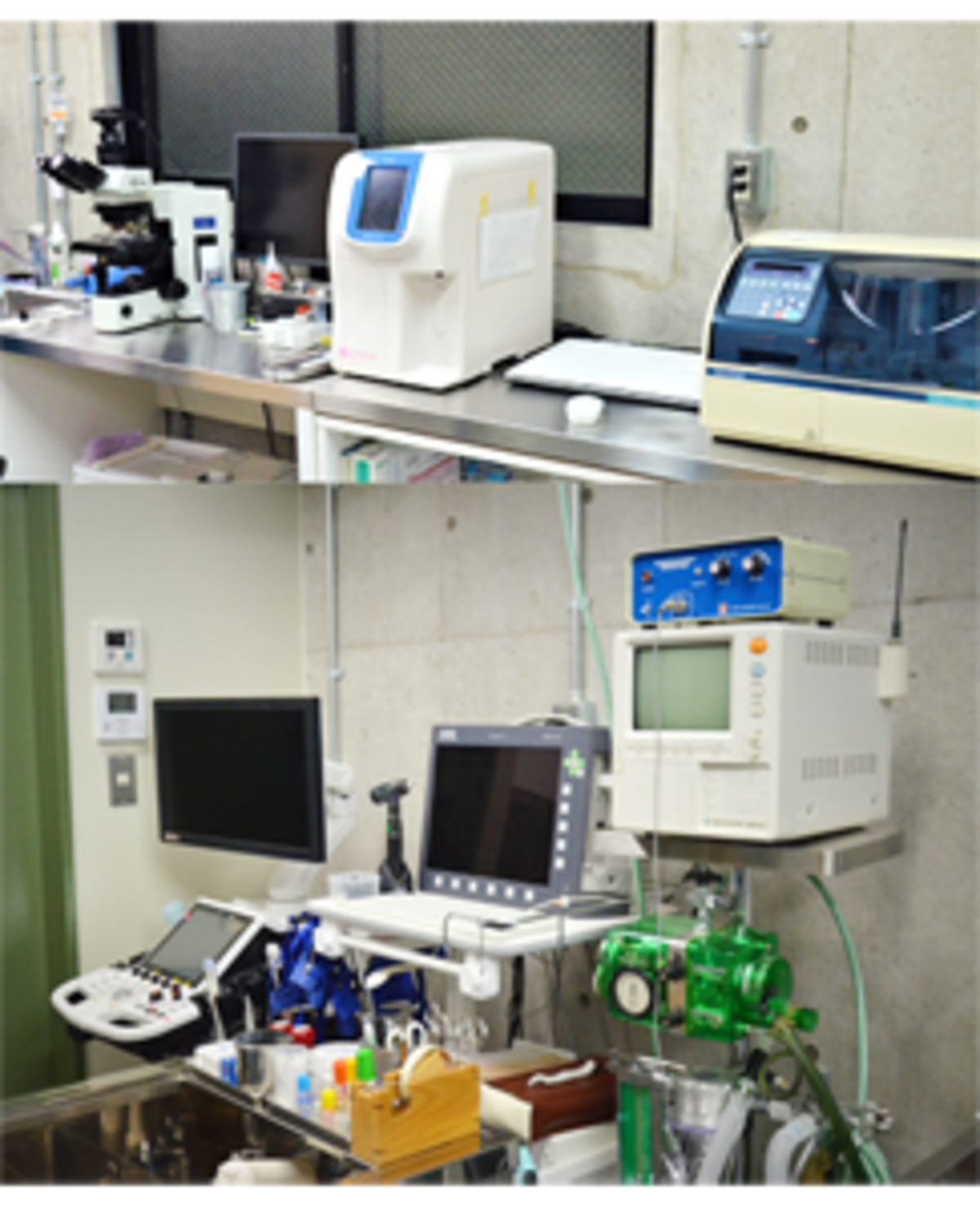 様々な装置が検査しやすいように整然と並んでいます。