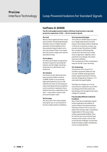 アイソレータ（電源不要型） <IsoTrans A20400>