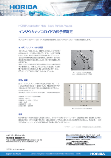 インジウムナノコロイドの粒子径測定