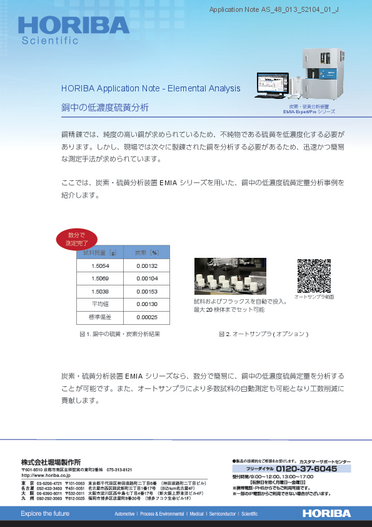 銅中の低濃度硫黄分析