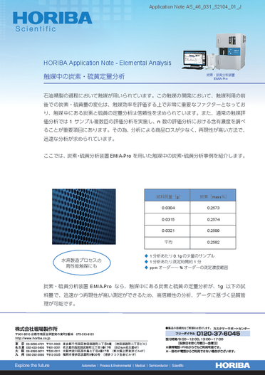 触媒中の炭素・硫黄定量分析