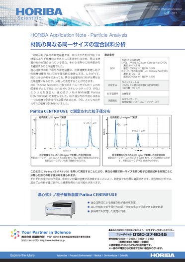 材質の異なる同一サイズの混合試料分析
