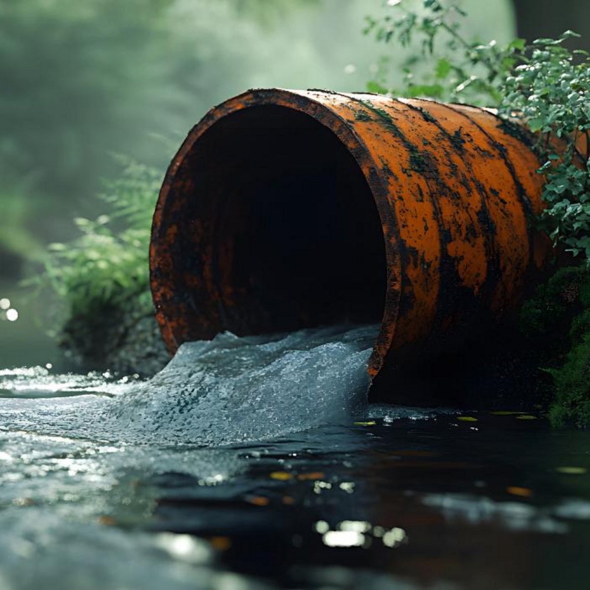 Water coming out of sewage pipe