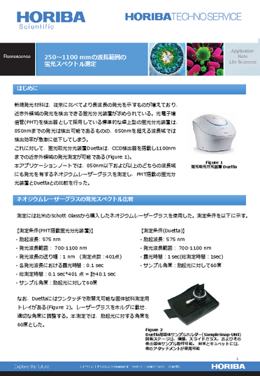 250～1100 mmの波長範囲の蛍光スペクトル測定