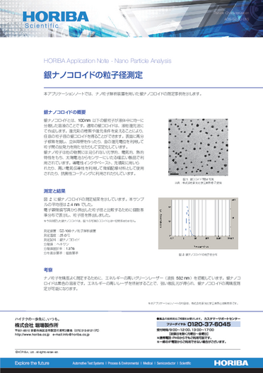 銀ナノコロイドの粒子径測定