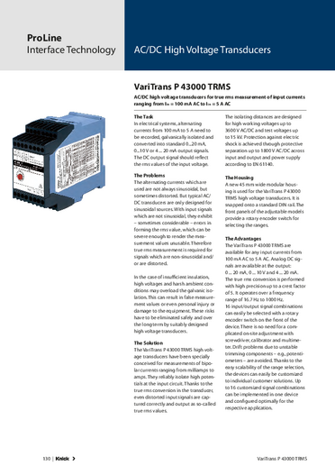 高電圧トランスデューサ（二乗平均平方根） <VariTrans P43000 TRMS>