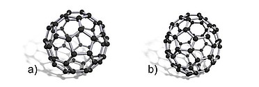 C60 (a) and C70 (b) fullerenes.