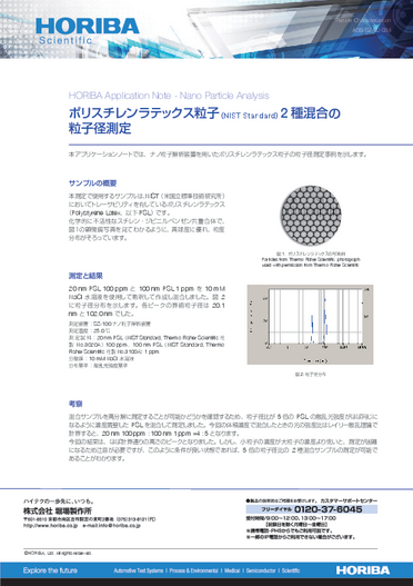 20nm+100nm混合PSLの粒子径測定