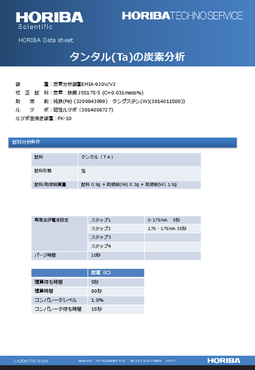 電子材料の分析：タンタル(Ta)の炭素分析