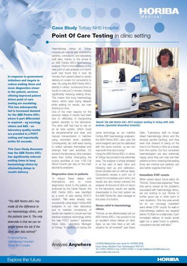 Case Study_ABX Pentra 60C+_Torbay NHS Hospital_2009