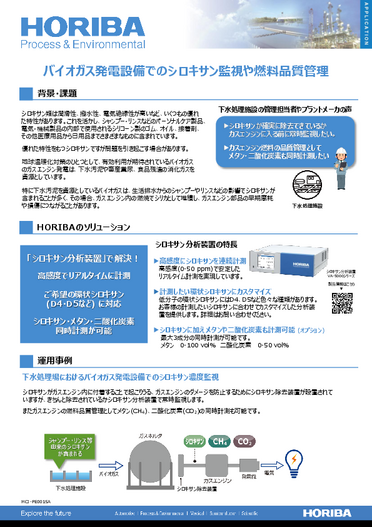 バイオガス発電設備でのシロキサン監視や燃料品質監視