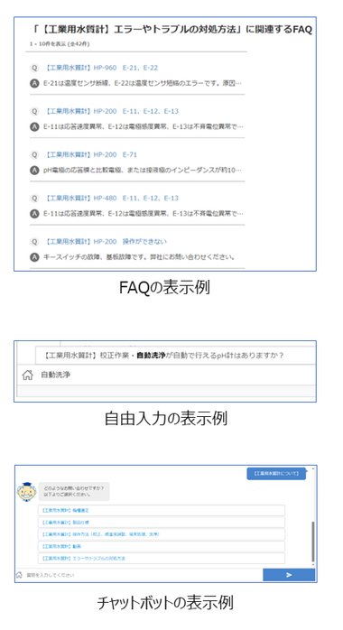 お客様サポート「AI FAQ」のご紹介＞ 水質計のよくあるご質問を確認