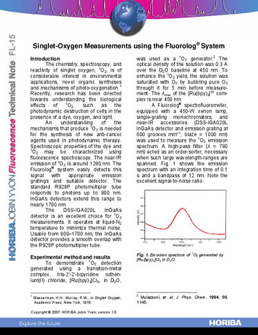 Singlet-Oxlygen Measurements using the Spex Fluorolog System