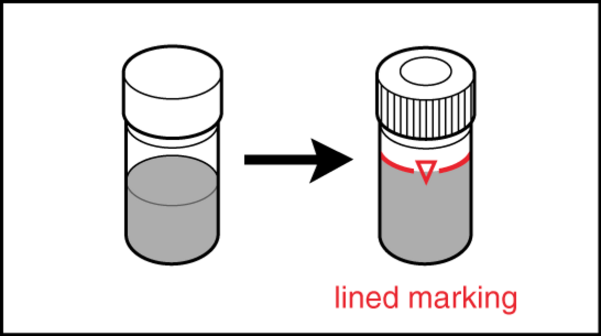 Illustration: Step 3 - Rinse the sample vial with collected sample and invert the vial gently