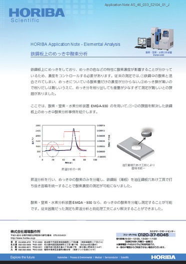 鉄鋼板上のめっき皮膜中酸素分析