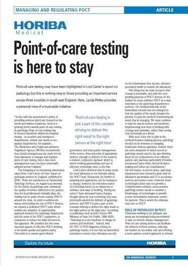 Point-of-care testing is here to stay