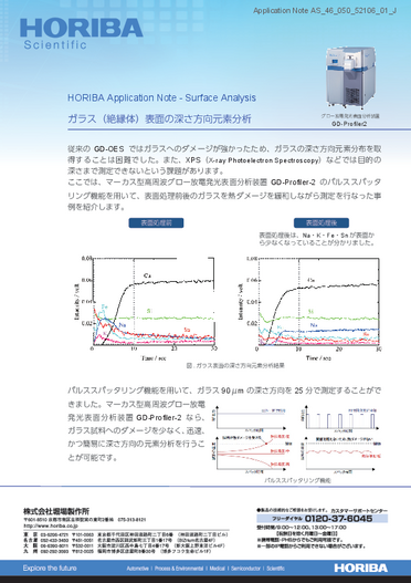 ガラス（絶縁体）表面の深さ方向元素分析