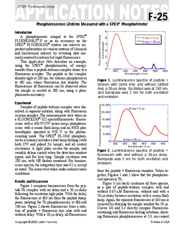 Phosphorescence Lifetime Measured with a SPEX Phosphorimeter