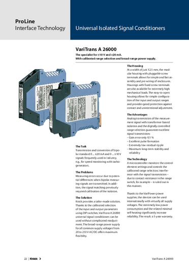 アイソレータ（フリーレンジ型） <VariTrans A26000>