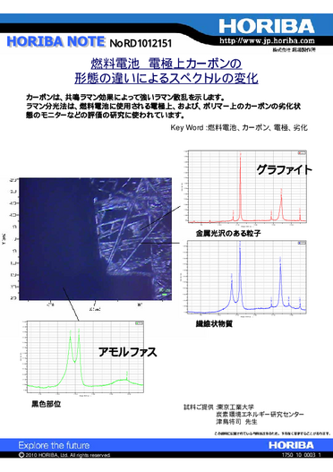 燃料電池電極上カーボンの形態の違いによるスペクトルの変化