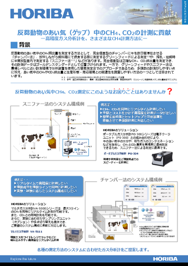 反芻動物のあい気（ゲップ）中のCH4、CO2の計測に貢献