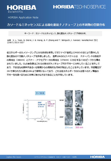 カソードルミネッセンスによる酸化亜鉛ナノチューブ上の不純物の空間分布