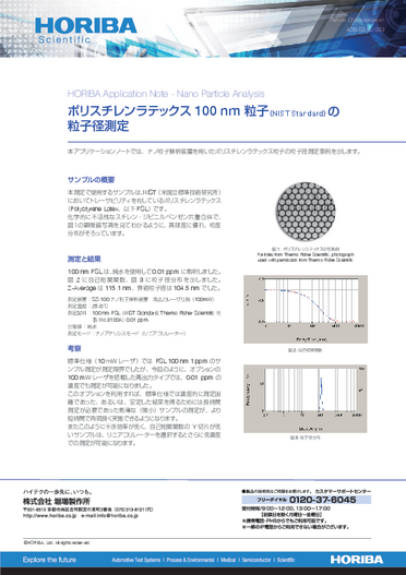 100nmPSL(0.01ppm)の高出力レーザ粒子径測定