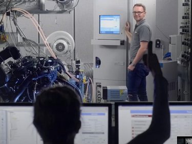 heavy-duty chassis testing for R&D and calibration with engineer monitoring emissions data