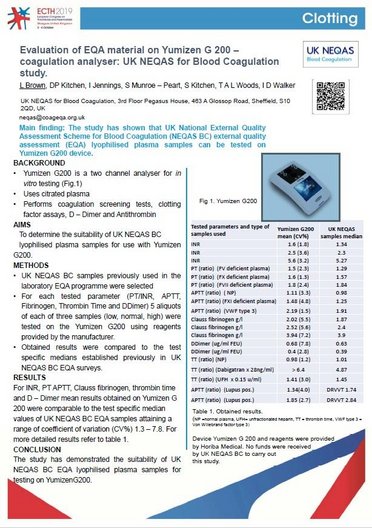 Evaluation of EQA material on Yumizen G200 – coagulation analyser: UK NEQAS for Blood Coagulation study