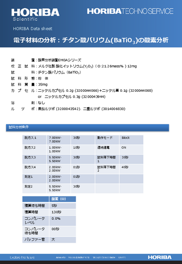 電子材料の分析：チタン酸バリウム(BaTiO₃)の酸素分析